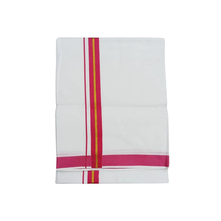 Men Cotton 1INCH Thillana Jari Double Dhoti- 3.60m