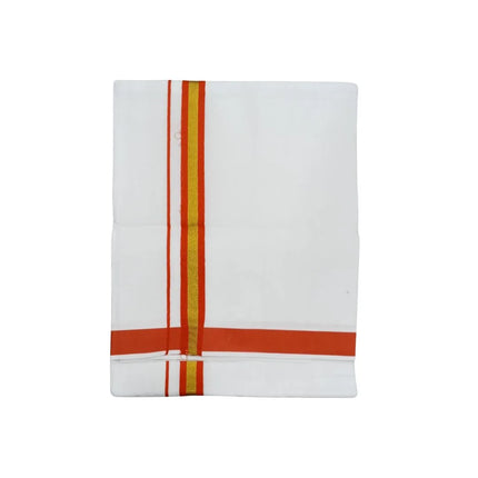 Men Cotton 1INCH Thillana Jari Double Dhoti- 3.60m
