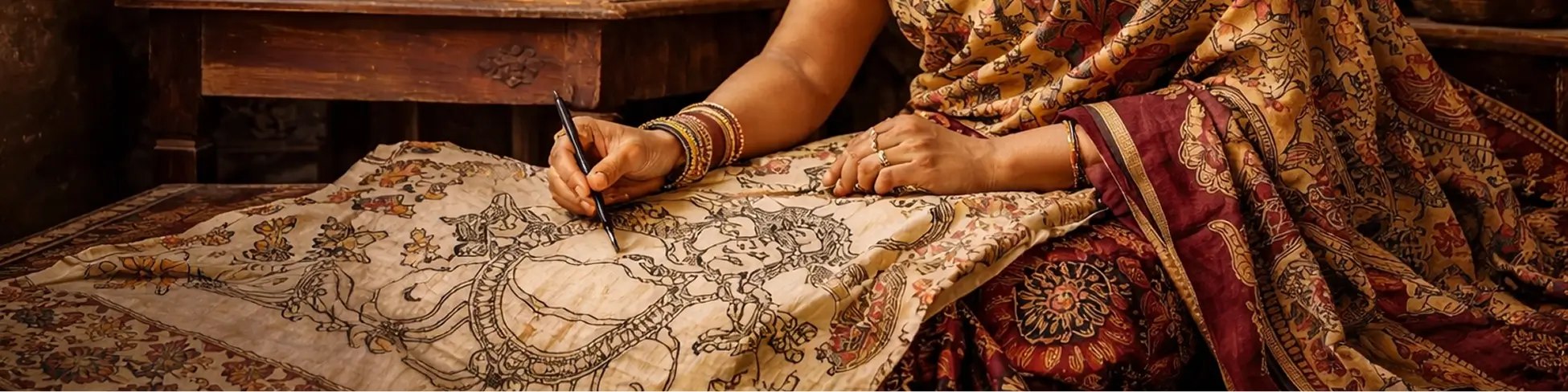 The Complete Guide to Kalamkari Sarees: Fabric, Motifs & Meaning