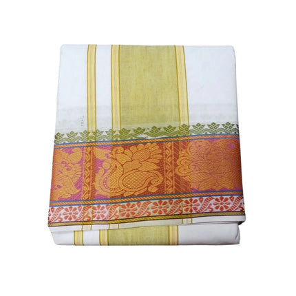 Men Pure Cotton Jacquard White Panchakacham Dhoti- 10x6