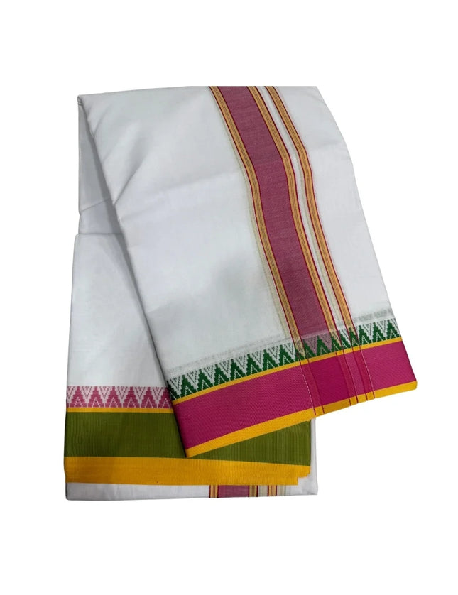 Men Pure Cotton 2 Inch Mokku Pet Panchakacham Dhoti -9x5