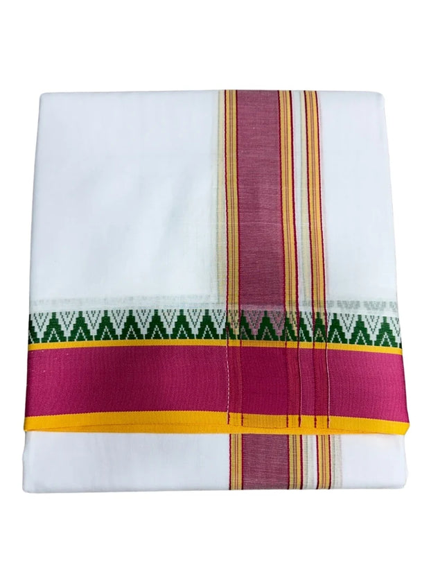 Men Pure Cotton 2 Inch Mokku Pet Panchakacham Dhoti -9x5