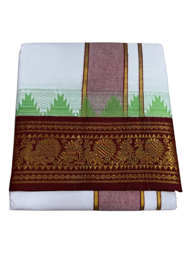 Men Pure Cotton 5 Inch Tower Jaquard Panchakacham Dhoti-9x5
