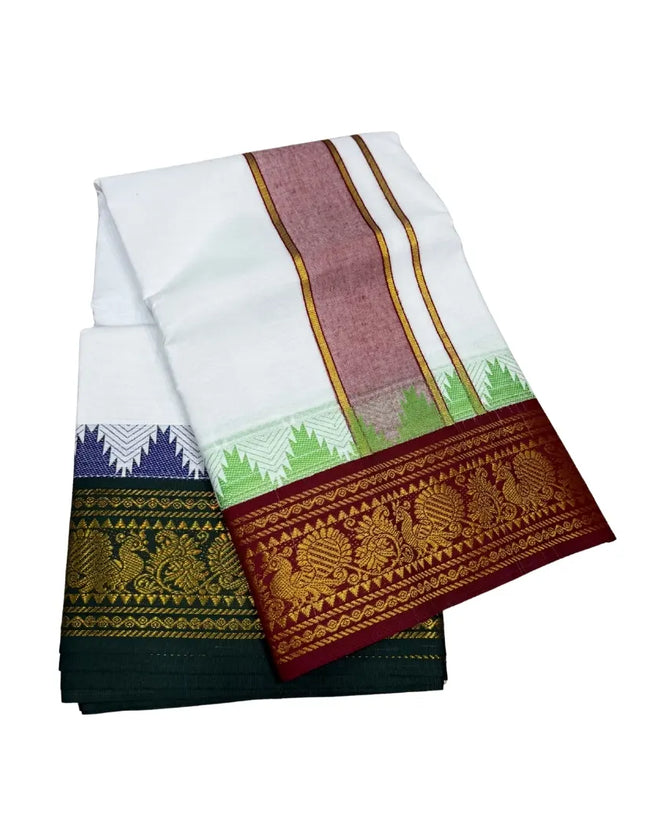 Men Pure Cotton 5 Inch Tower Jaquard Panchakacham Dhoti-9x5
