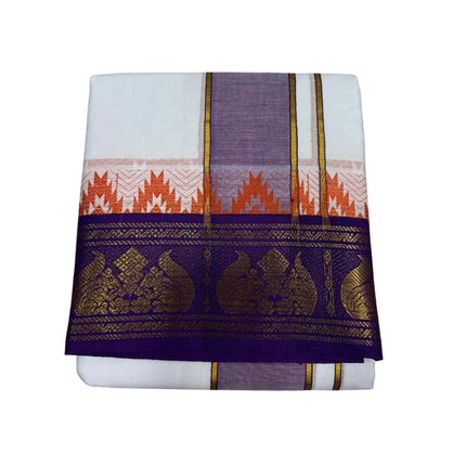 Men Pure Cotton 5 Inch Tower Jaquard Panchakacham Dhoti-9x5