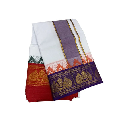 Men Pure Cotton 5 Inch Tower Jaquard Panchakacham Dhoti-9x5