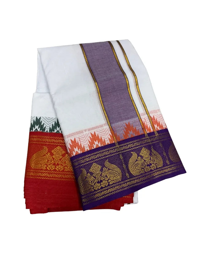 Men Pure Cotton 5 Inch Tower Jaquard Panchakacham Dhoti-9x5