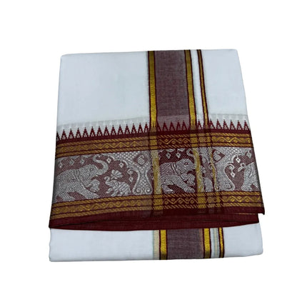 Men Pure Cotton Sartien Jaquard Panchakacham Dhoti-9x5
