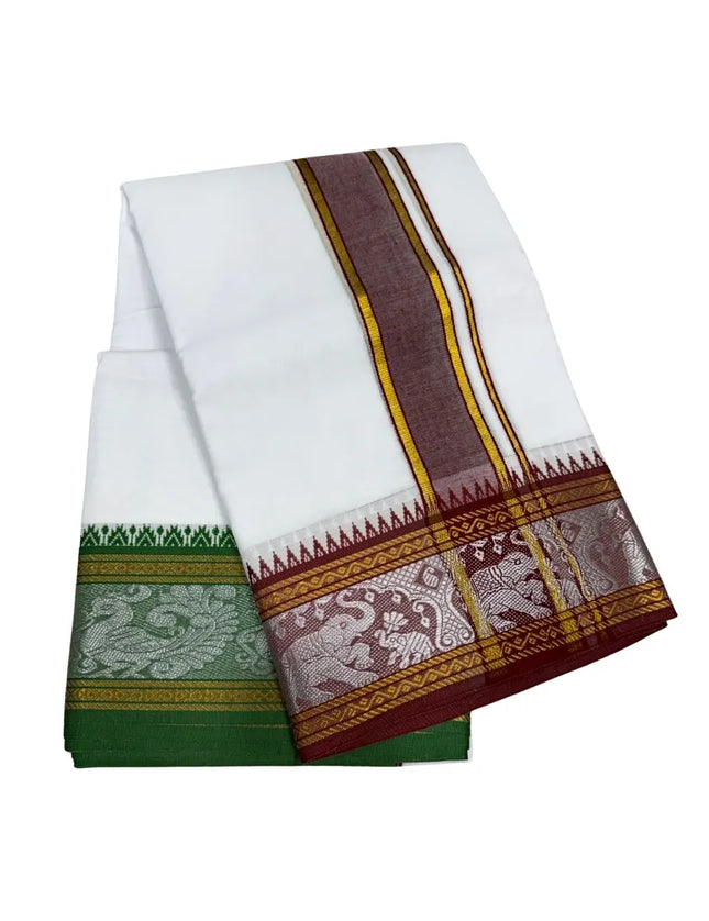 Men Pure Cotton Sartien Jaquard Panchakacham Dhoti-9x5