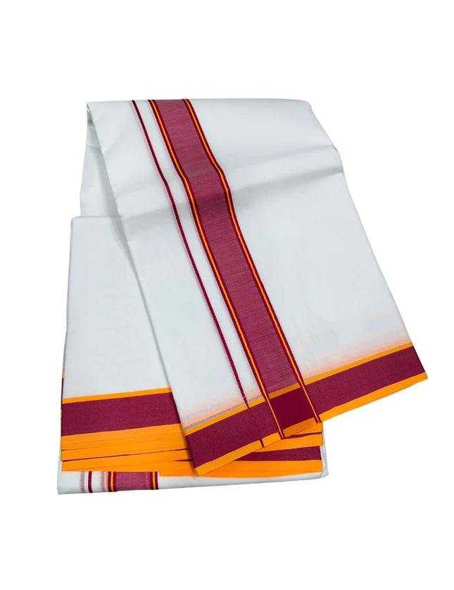 MEN PURE COTTON 1.5 INCH THILLANA DUAL COLOUR  PANCHAKACHAM DHOTI -9X5