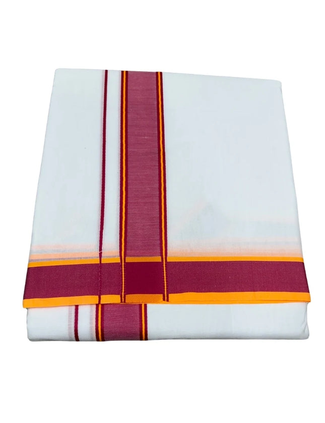 MEN PURE COTTON 1.5 INCH THILLANA DUAL COLOUR  PANCHAKACHAM DHOTI -9X5