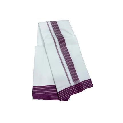 MEN PURE COTTON 2 INCH BROAD SEER BORDER PANCHAKACHAM DHOTI -9X5
