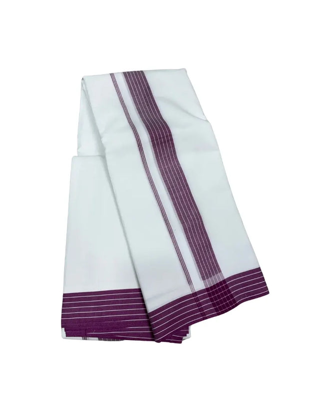 MEN PURE COTTON 2 INCH BROAD SEER BORDER PANCHAKACHAM DHOTI -9X5