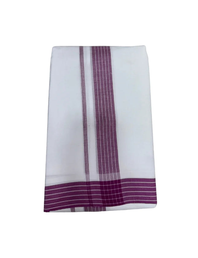 MEN PURE COTTON 2 INCH BROAD SEER BORDER PANCHAKACHAM DHOTI -9X5
