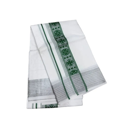 MEN PURE COTTON FANCY JARI BORDER EMBOSE MUNDI PANCHAKACHAM DHOTI - 9X5