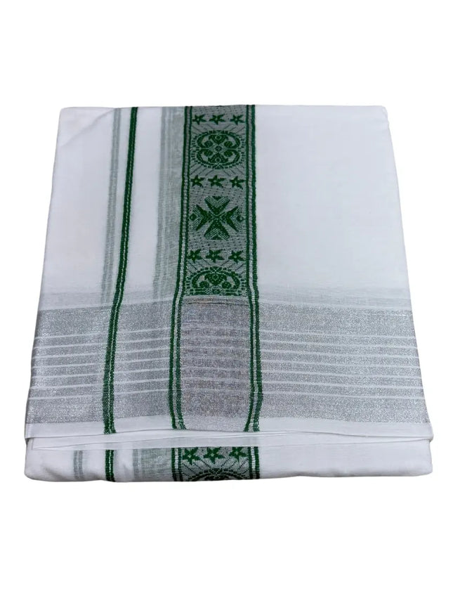 MEN PURE COTTON FANCY JARI BORDER EMBOSE MUNDI PANCHAKACHAM DHOTI - 9X5
