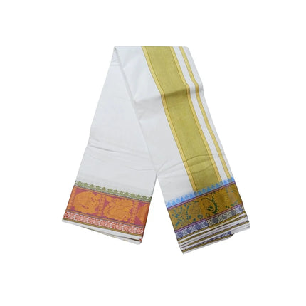 Men Pure Cotton Jacquard White Panchakacham Dhoti- 10x6