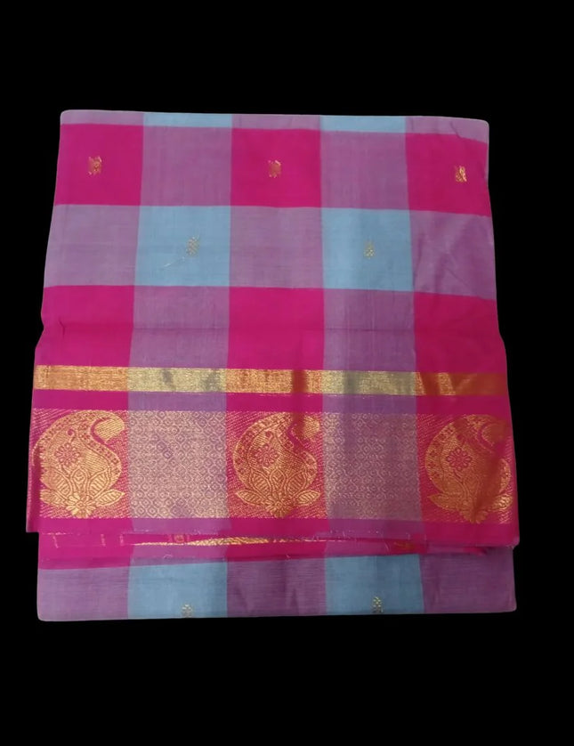 chettinad Akalya Checks Butta 9 Yards Sarees