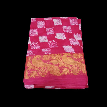 MADURAI MUL MUL MOODABANI CHECKS DESIGN JAQUARD BORDER 9 YARDS SAREES