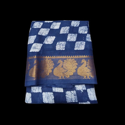 MADURAI MUL MUL MOODABANI CHECKS DESIGN JAQUARD BORDER 9 YARDS SAREES