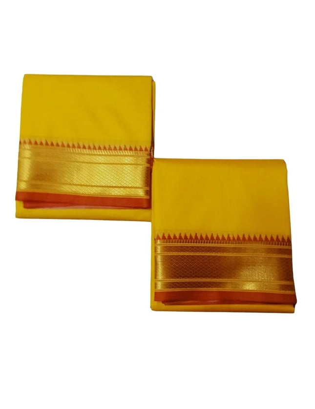 Men Art Silk  Paithani Madi Panchakacham Dhoti-9x5