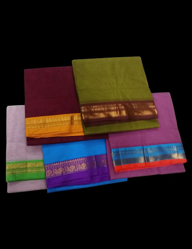 BANHATTI GADWAL CONTRAST BORDER 9 YARDS SAREES