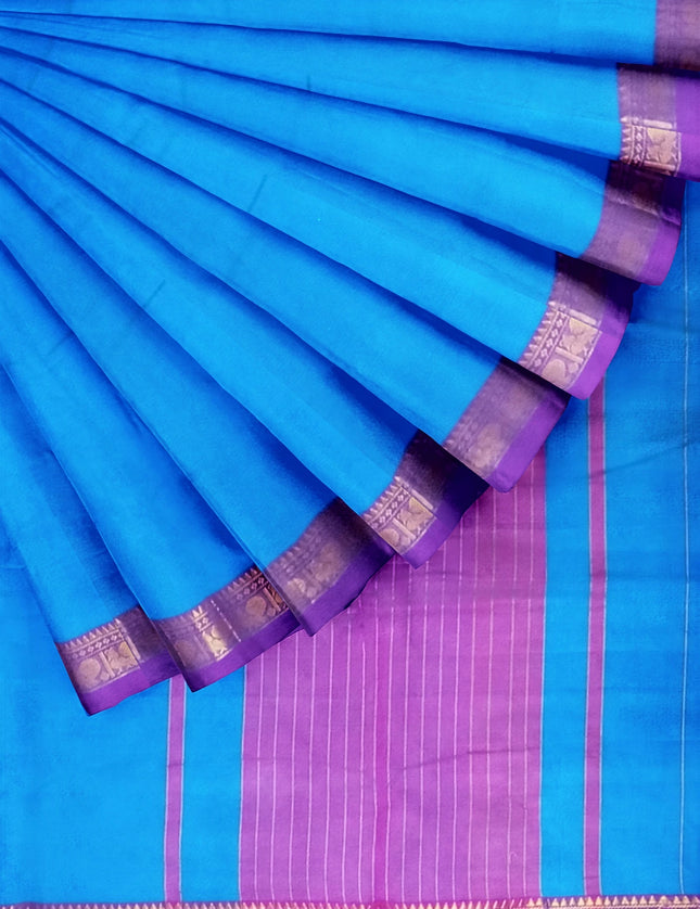 BANHATTI GADWAL CONTRAST BORDER 9 YARDS SAREES