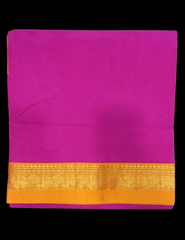 BANHATTI GADWAL CONTRAST BORDER 9 YARDS SAREES
