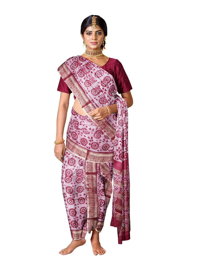 Bagalpuri Crack Batick with Jari border Saree 9 Yards