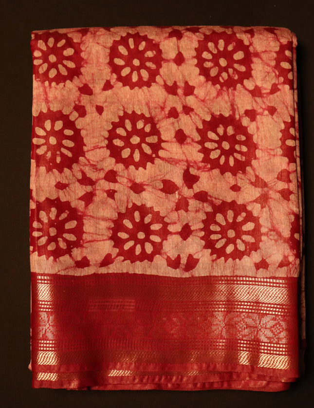 Bagalpuri Crack Batick with Jari border Saree 9 Yards