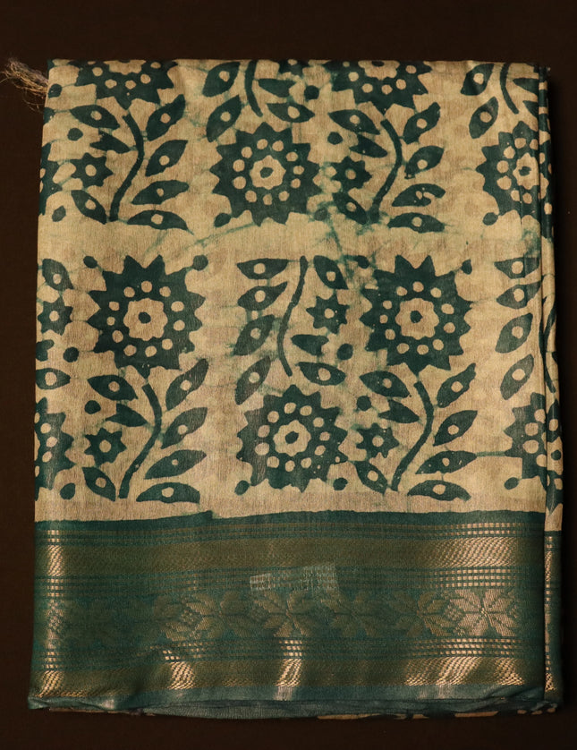 Bagalpuri Crack Batick with Jari border Saree 9 Yards