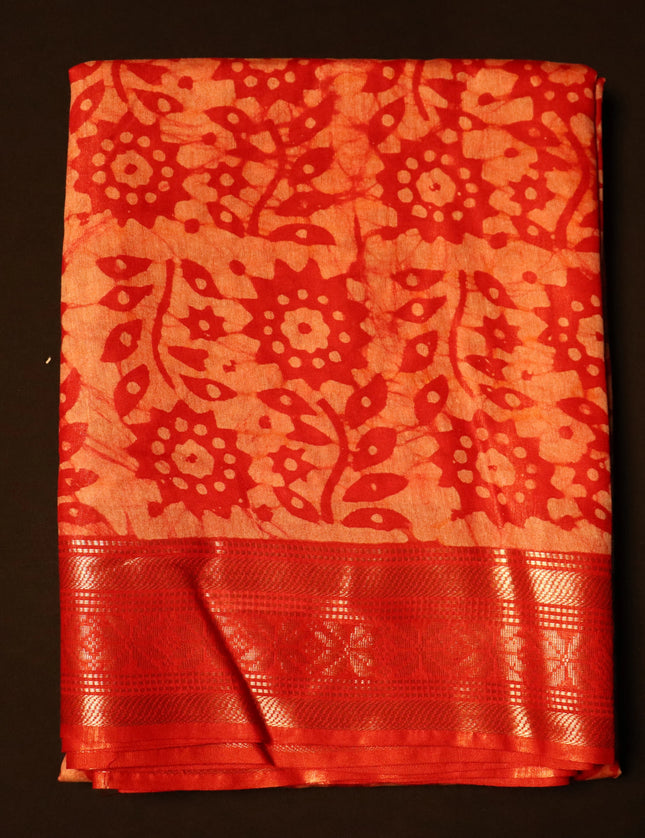 Bagalpuri Crack Batick with Jari border Saree 9 Yards