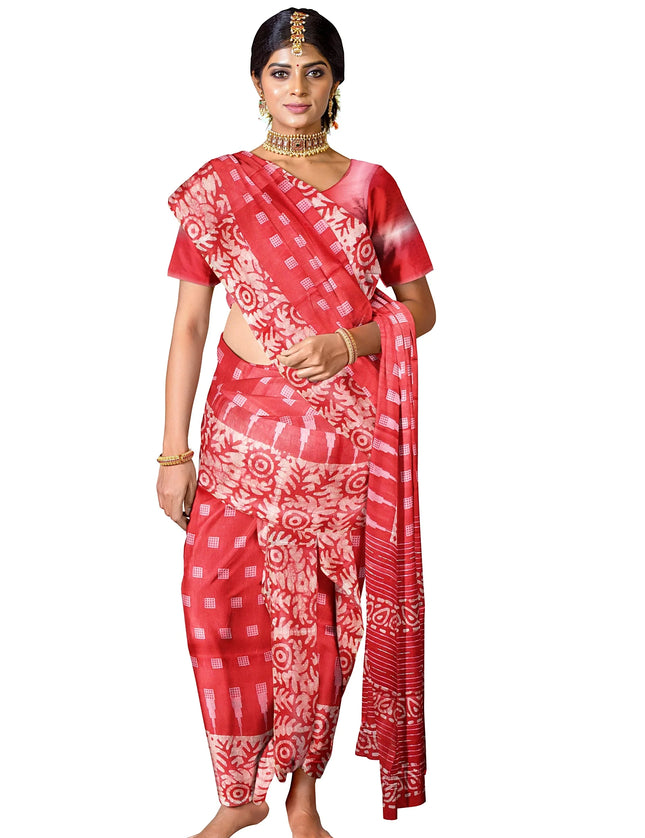 Bagalpuri Crack Batik with Mist Print Border 9 Yards Saree