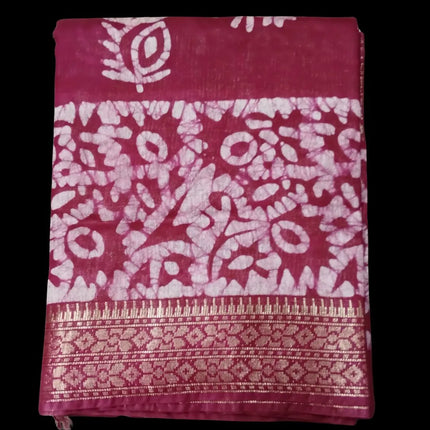 Bagalpuri Crack Batick with Jari border Saree 9 Yards