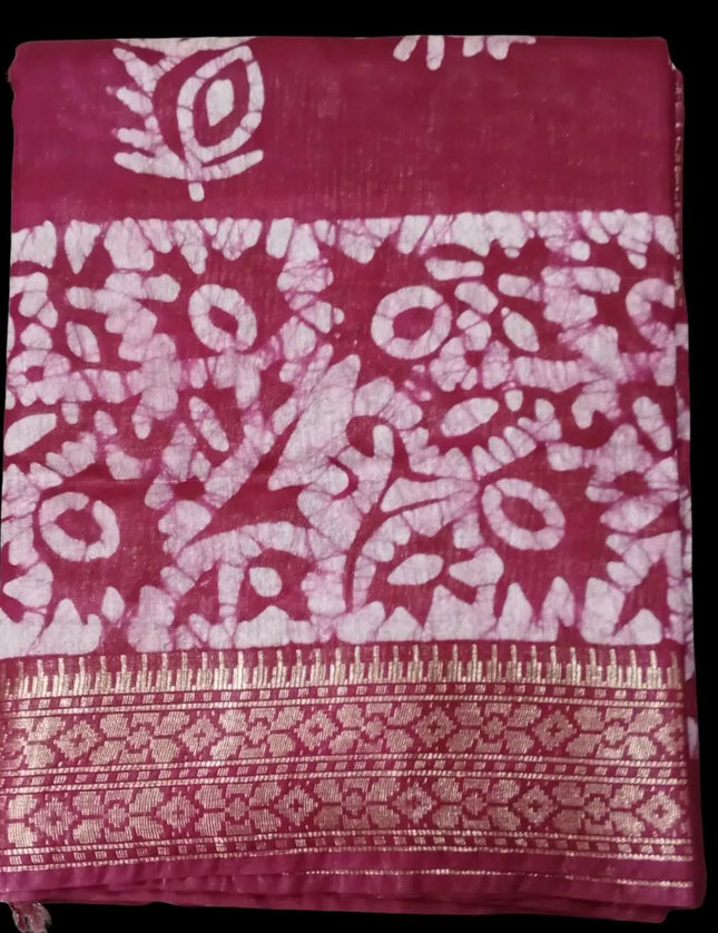Bagalpuri Crack Batick with Jari border Saree 9 Yards