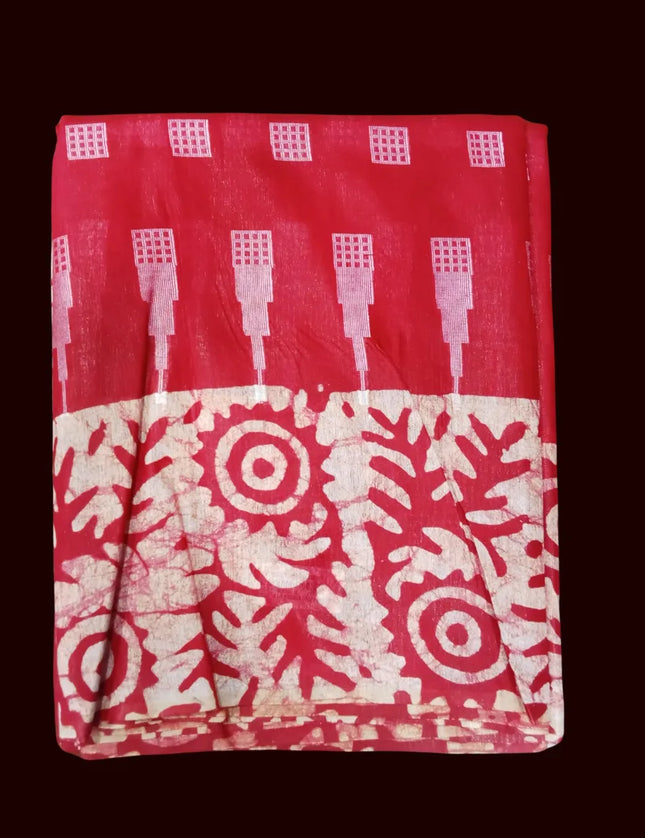 Bagalpuri Crack Batik with Mist Print Border 9 Yards Saree