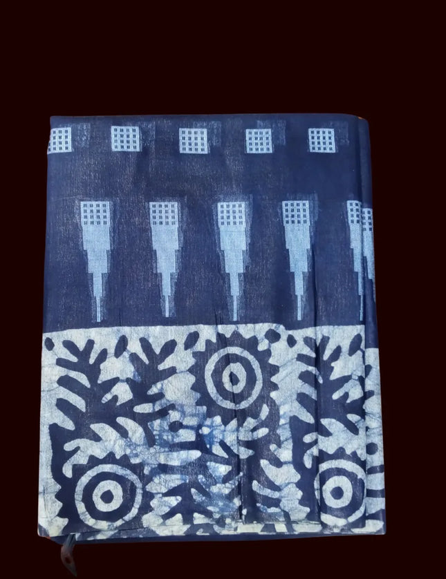 Bagalpuri Crack Batik with Mist Print Border 9 Yards Saree