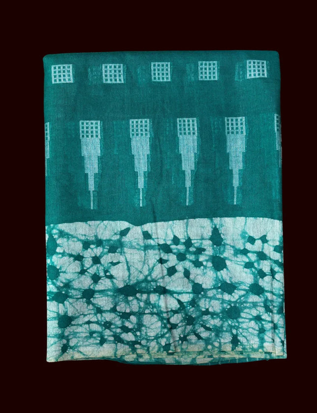 Bagalpuri Crack Batik with Mist Print Border 9 Yards Saree