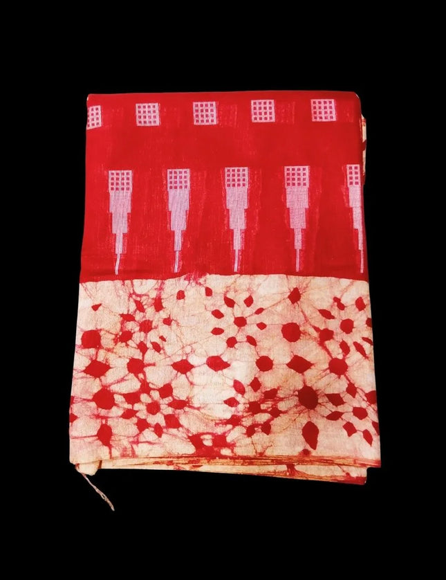 Bagalpuri Crack Batik with Mist Print Border 9 Yards Saree
