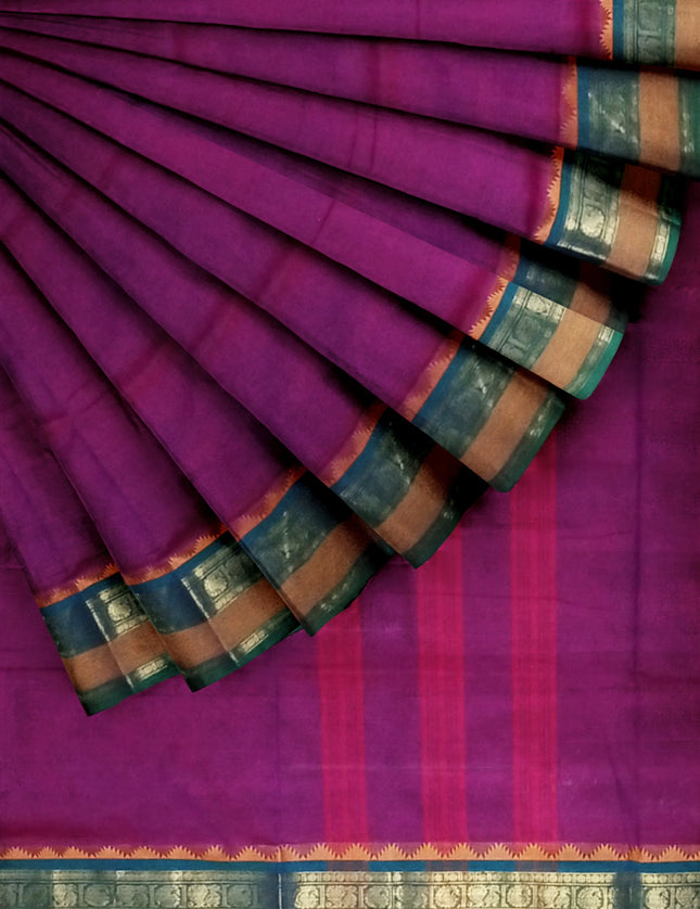 Chettinad Fancy Jari Plain Cotton 6 yards Sarees