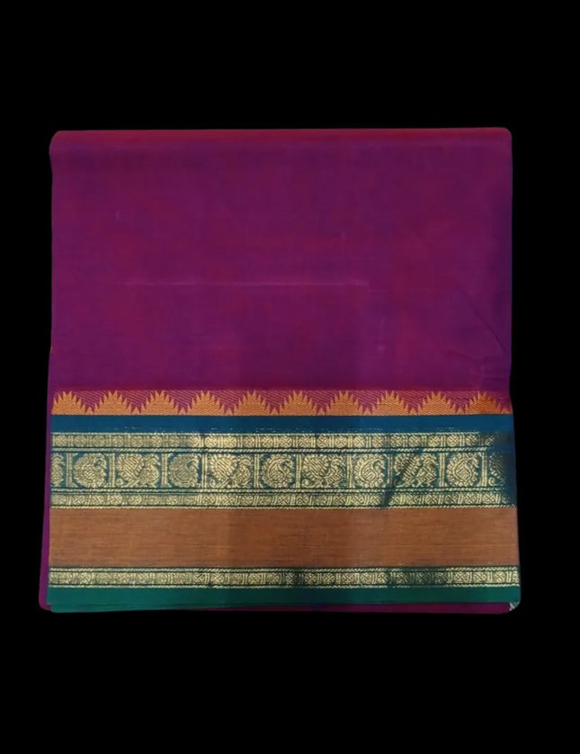 Chettinad Fancy Jari Plain Cotton 6 yards Sarees