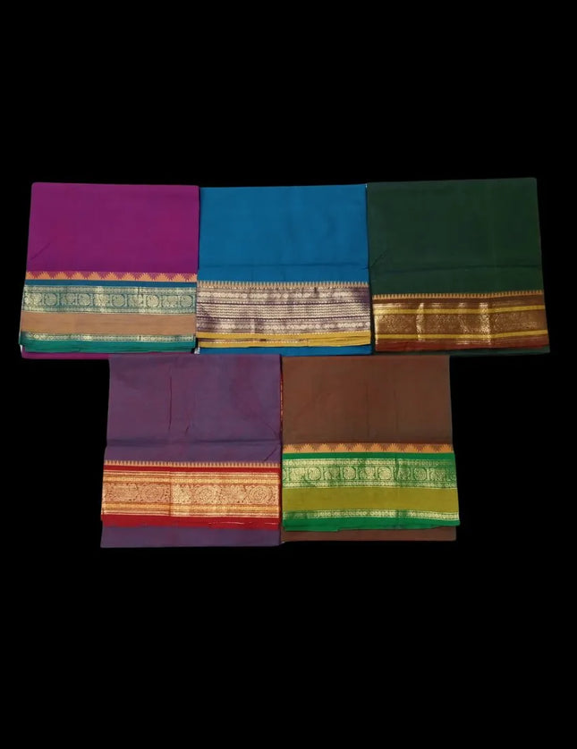 Chettinad Fancy Jari Plain Cotton 6 yards Sarees
