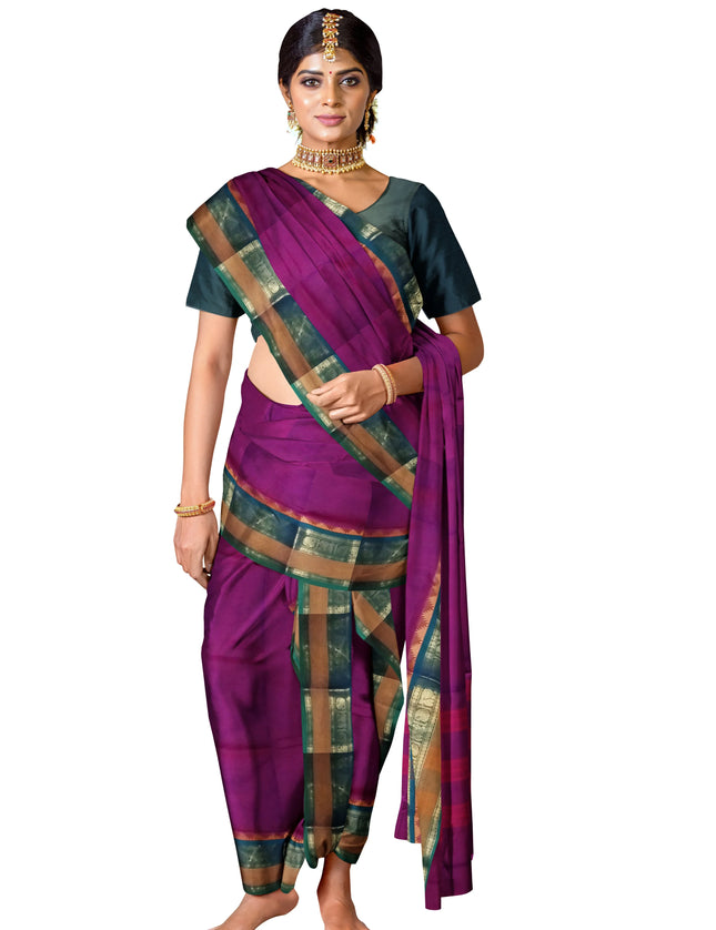 Chettinad Fancy Jari Plain Cotton 6 yards Sarees