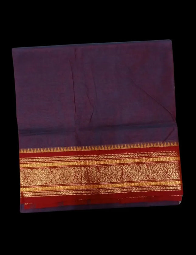 Chettinad Fancy Jari Plain Cotton 6 yards Sarees