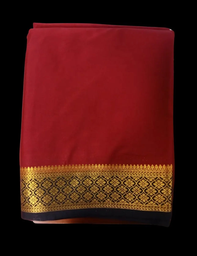 Crepe Contrast Saree with Contrast Jari Border 9 yards