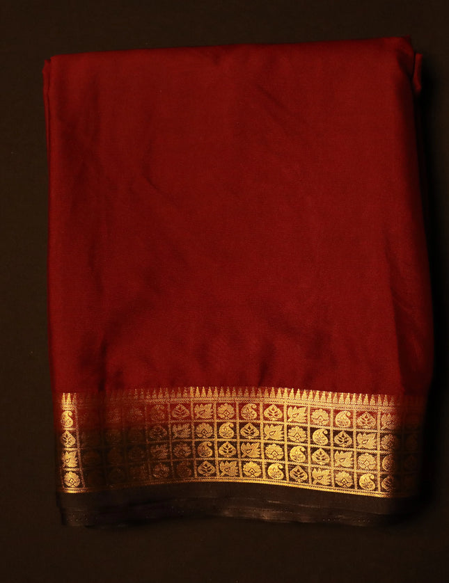 Crepe Fancy Contrast  Border 9 Yards Saree