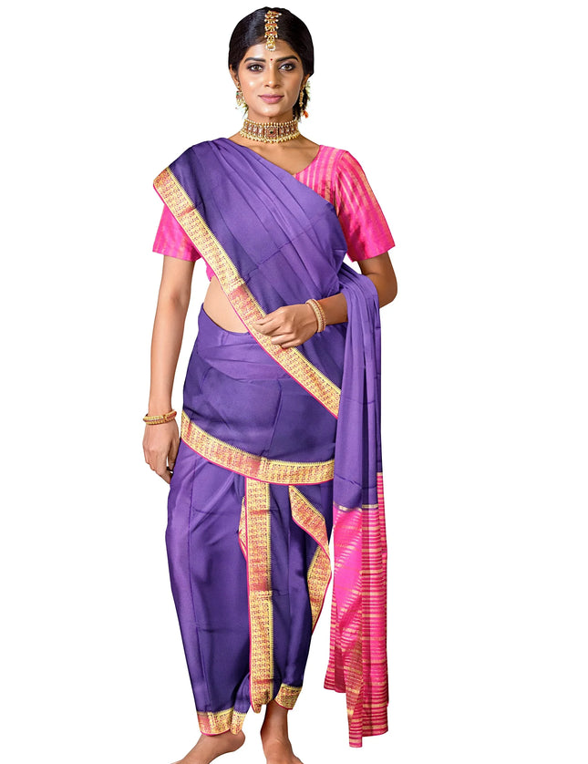 Crepe Fancy Contrast  Border 9 Yards Saree