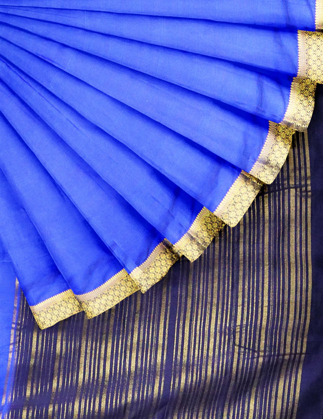 Crepe Contrast Saree with Contrast Jari Border 9 yards