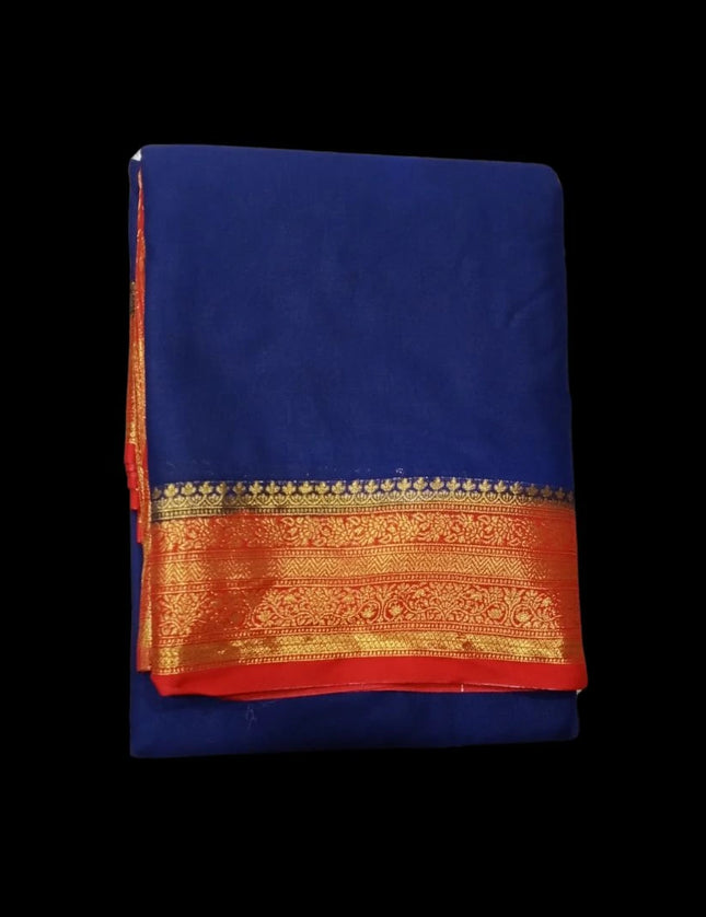 Crepe Fancy Contrast  Border 9 Yards Saree
