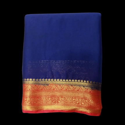 Crepe Fancy Contrast  Border 9 Yards Saree